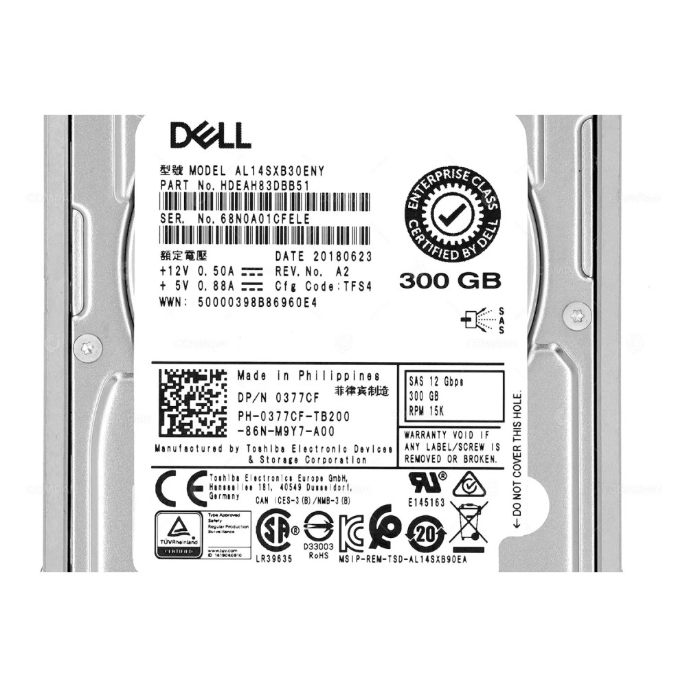 377CF  DELL HDD 300GB 15K SAS 12G 2.5" SFF FOR POWEREDGE G13